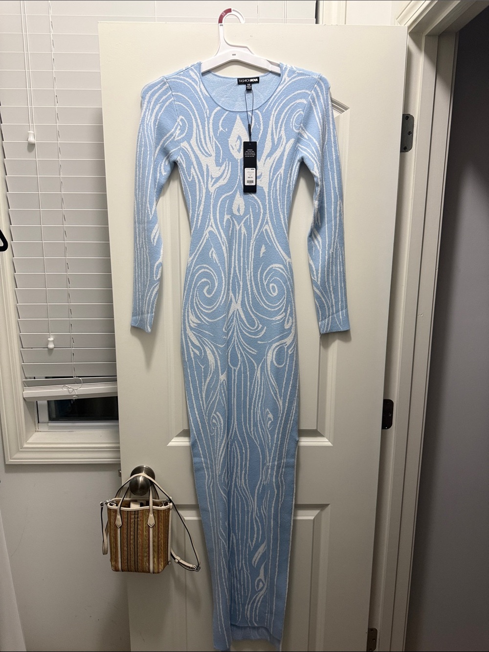 Fashion Nova Kimberly Body Heat Sweater Maxi Dress - Light Blue